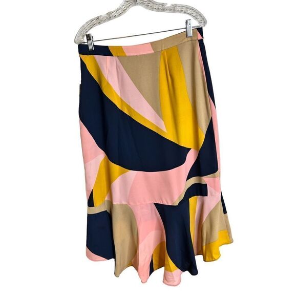 NWT Bar III Colorblock Abstract Printed Asymmetrical High Low Skirt sz 8 - Picture 6 of 6